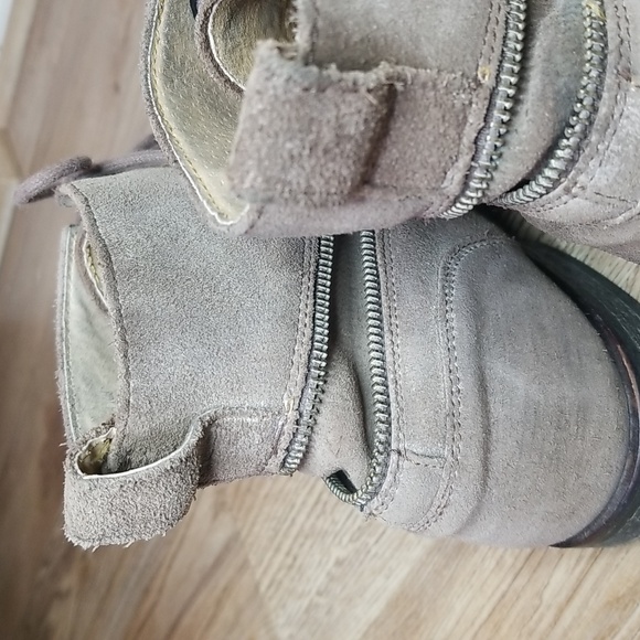 John Varvatos Suede Leather Mens Grey Distressed Lace Ankle Chukka Boots Zipper - Picture 4 of 13